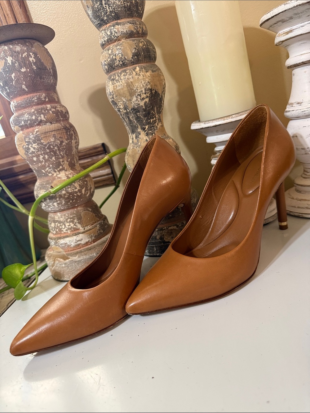 ANTONIO MELANI Tan Pointed-Toe Stiletto Pumps